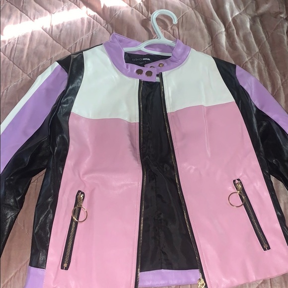 Pink & purple leather jacket - Picture 1 of 2